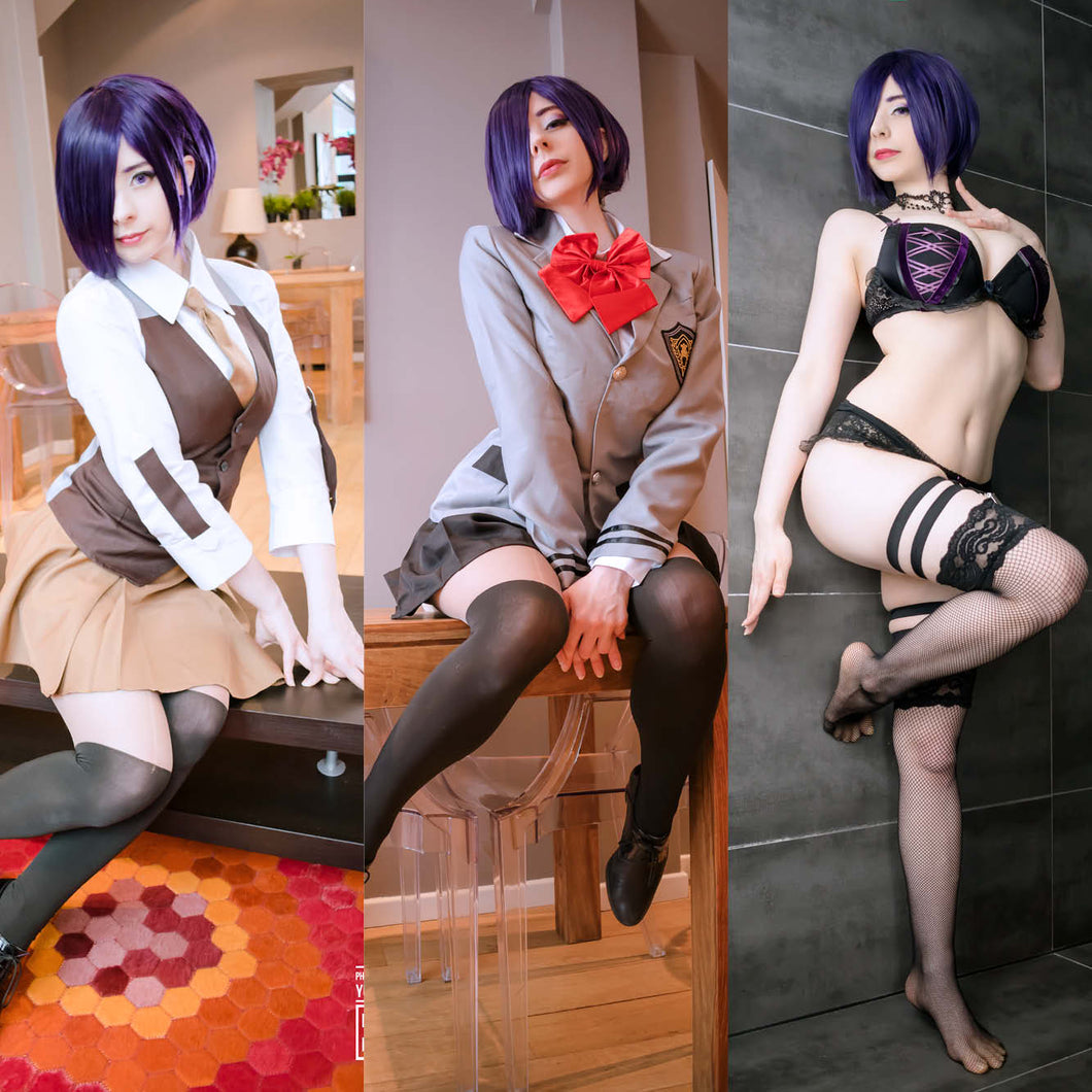 Touka Waitress and School Girl Cosplay and Erocosplay by Mikomi Hokina